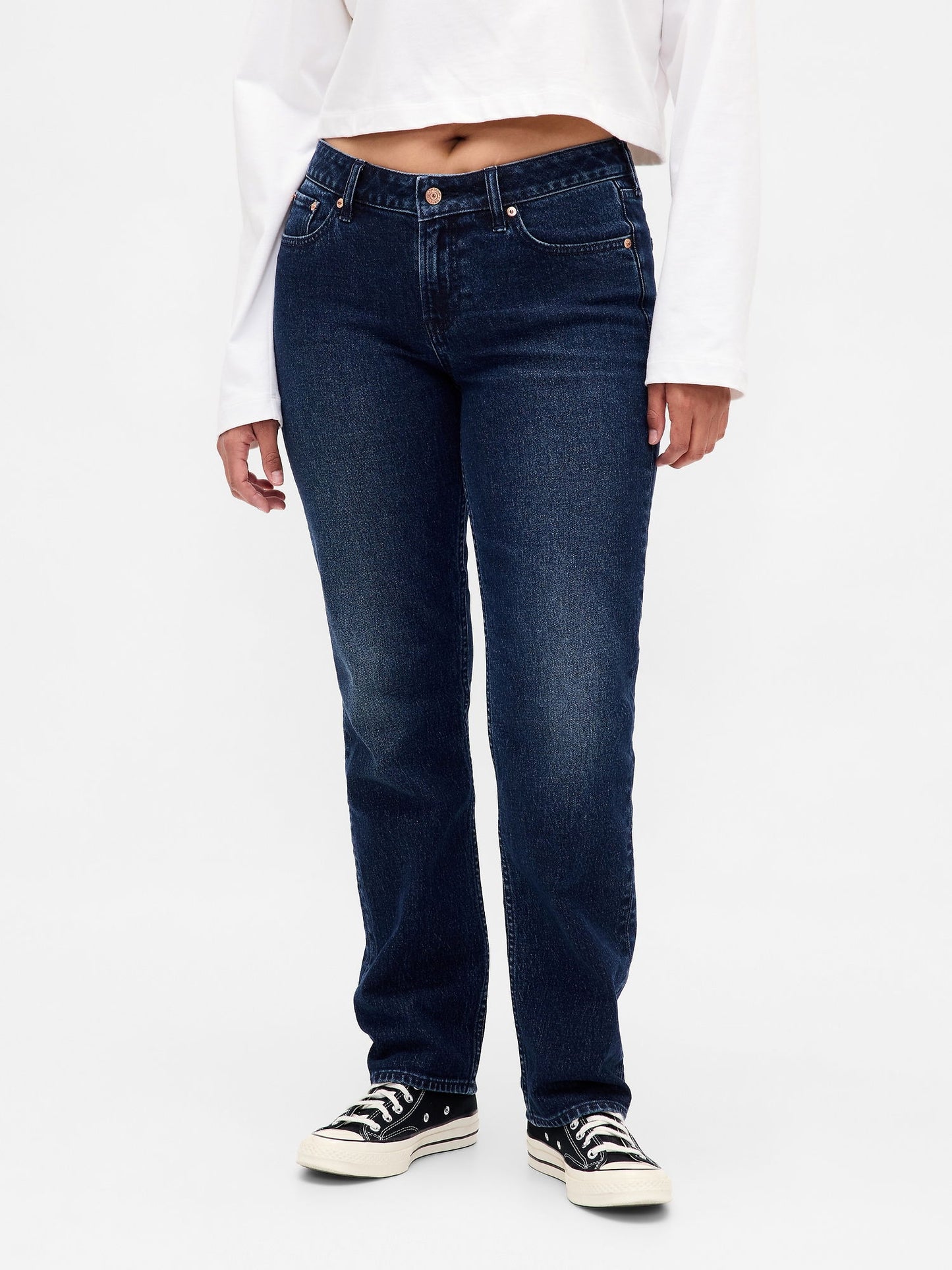 Koyu Mavi Curvy Low Rise '90s Slim Straight Jean Pantolon