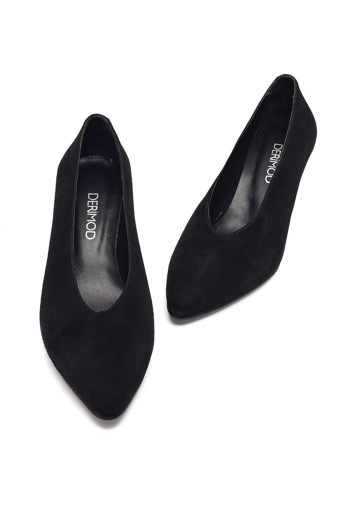 Kadın Siyah Kısa Ince Topuklu Süet Deri Stiletto