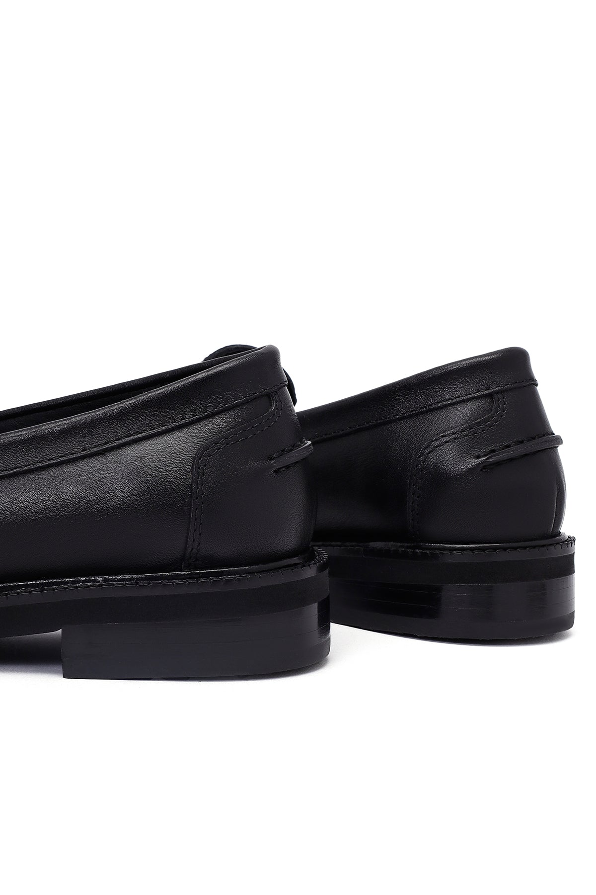 Kadın Siyah Deri Maskülen Loafer