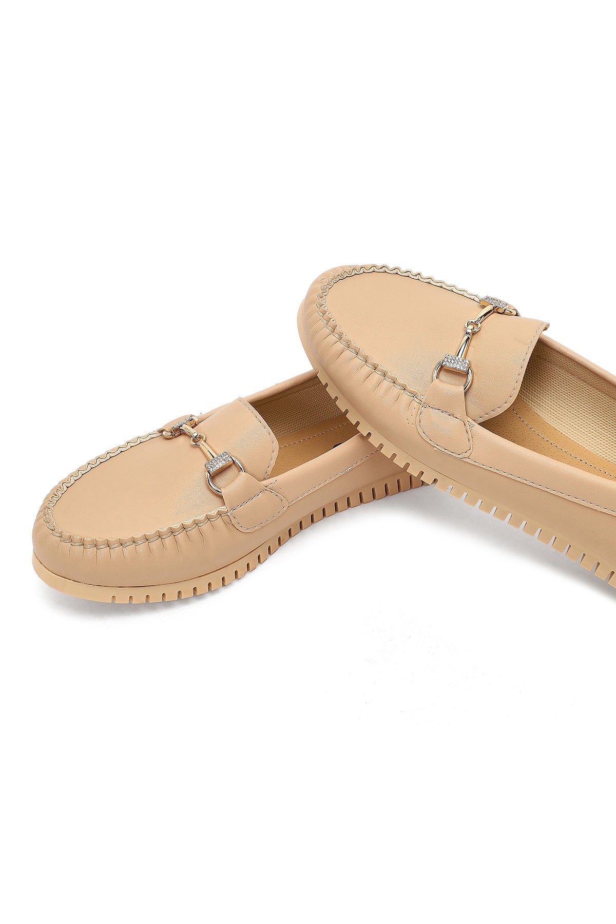Kadın Bej Tokalı Loafer