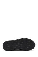 Erkek Siyah Bağcıklı Kalın Tabanlı Deri Sneaker