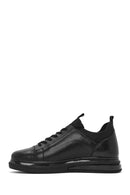 Erkek Siyah Bağcıklı Deri Sneaker