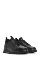 Erkek Siyah Bağcıklı Deri Sneaker