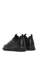 Erkek Siyah Bağcıklı Deri Sneaker