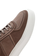 Erkek Bej Bağcıklı Kalın Tabanlı Süet Deri Sneaker