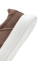 Erkek Bej Bağcıklı Kalın Tabanlı Süet Deri Sneaker