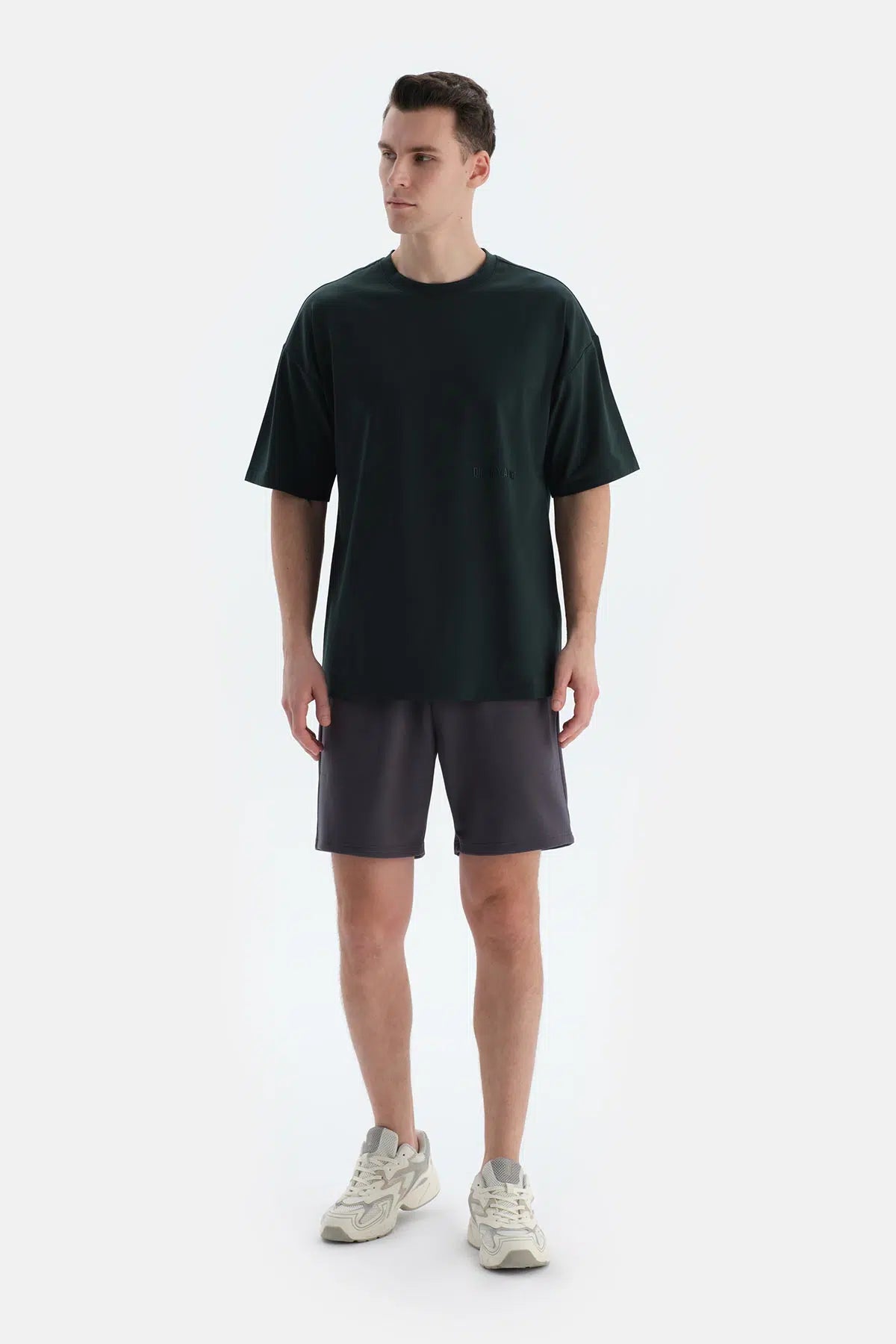 Koyu Yeşil Erkek Slogan Baskılı Tişört