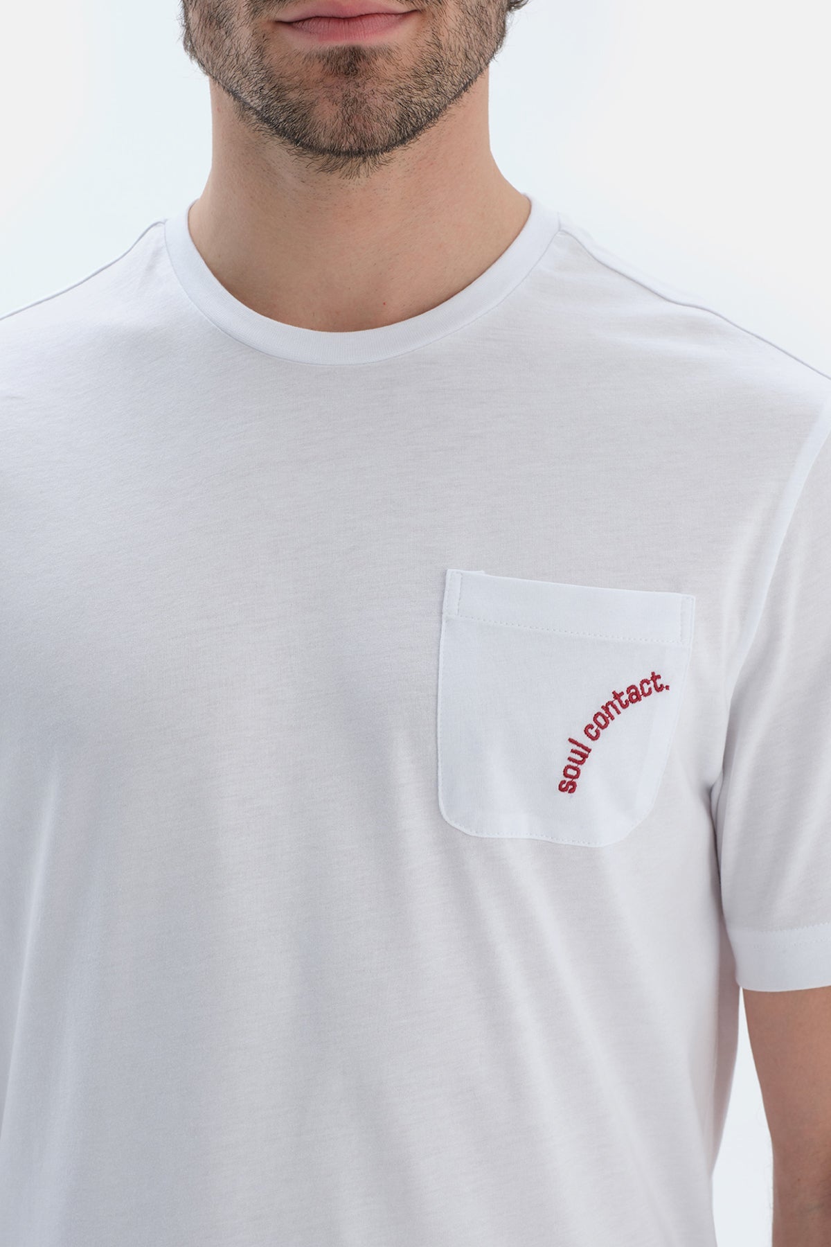 Ekru Cep Detaylı Kısa Kollu Tişört Mıkroprınt Desenli Pantolon Pijama