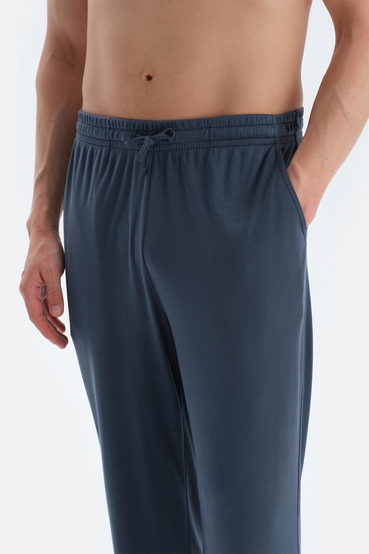 Indigo Pat Ve Fleto Cep Detaylı Tişört Pantolon Pijama Takımı