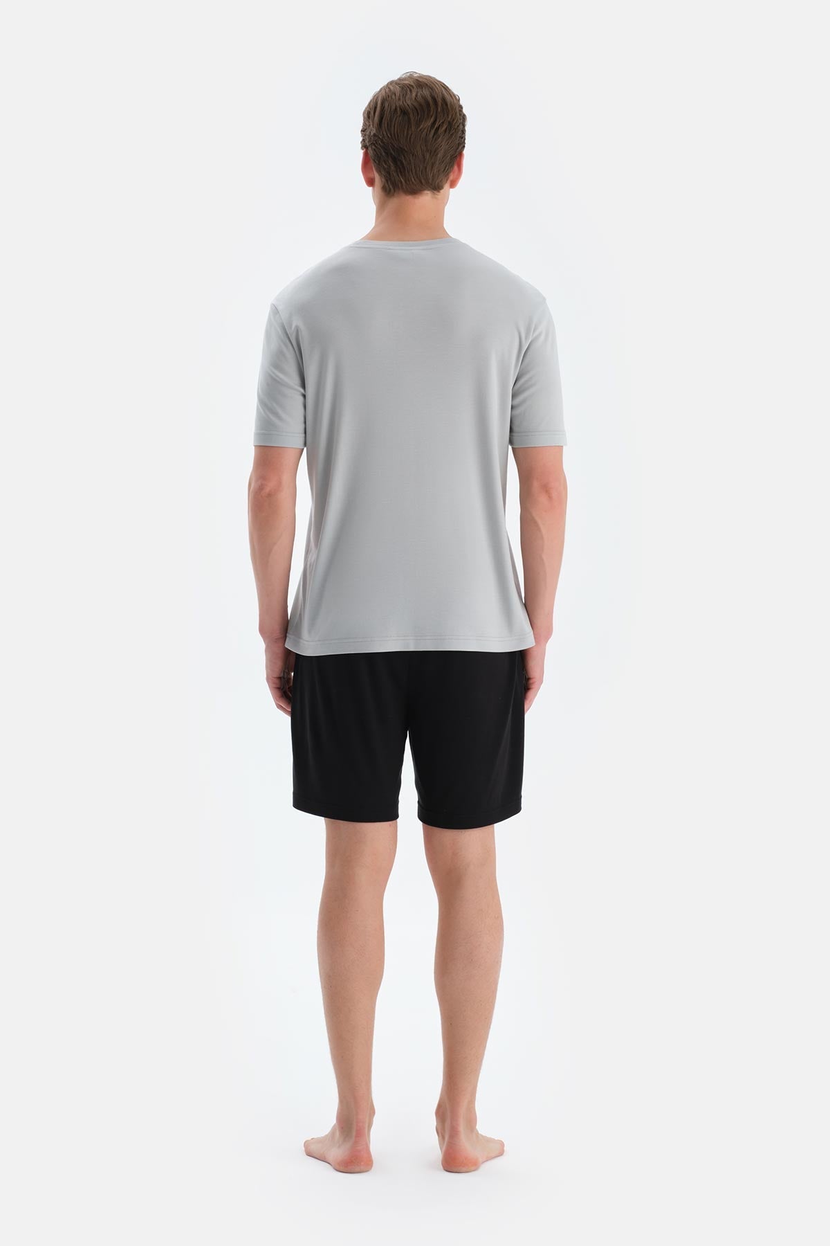 Buz Mavisi Kısa Kollu Tişört Şort Pijama Takımı