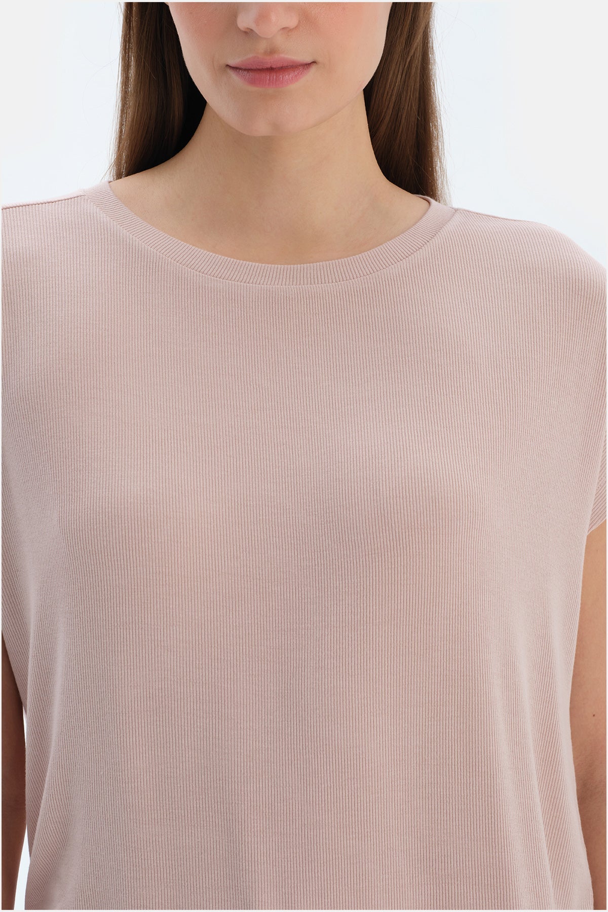 Açık Pembe Bisiklet Yaka Jogger Paça Viskon Kaşkorse Pijama Takımı