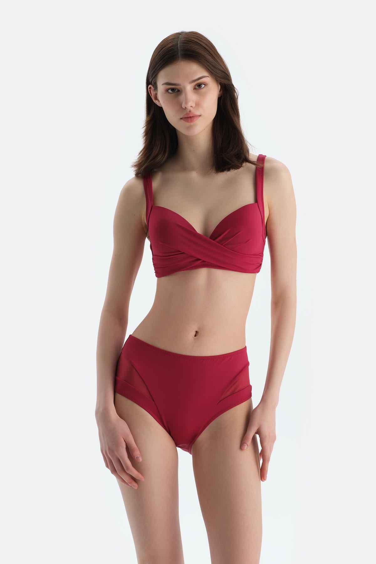Bordo Kaplı Bikini Üstü