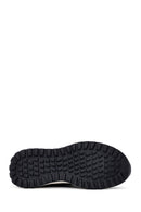 Erkek Lacivert Bağcıklı Kalın Tabanlı Deri Casual Sneaker
