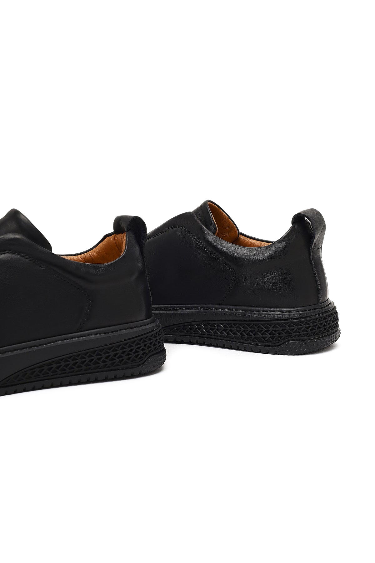 Erkek Siyah Kalın Tabanlı Deri Sneaker