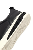Erkek Siyah Kalın Tabanlı Deri Sneaker