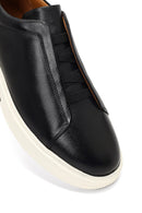 Erkek Siyah Kalın Tabanlı Deri Sneaker