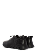 Erkek Siyah Bağcıklı Deri Casual Sneaker