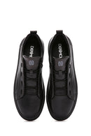 Erkek Siyah Bağcıklı Deri Sneaker