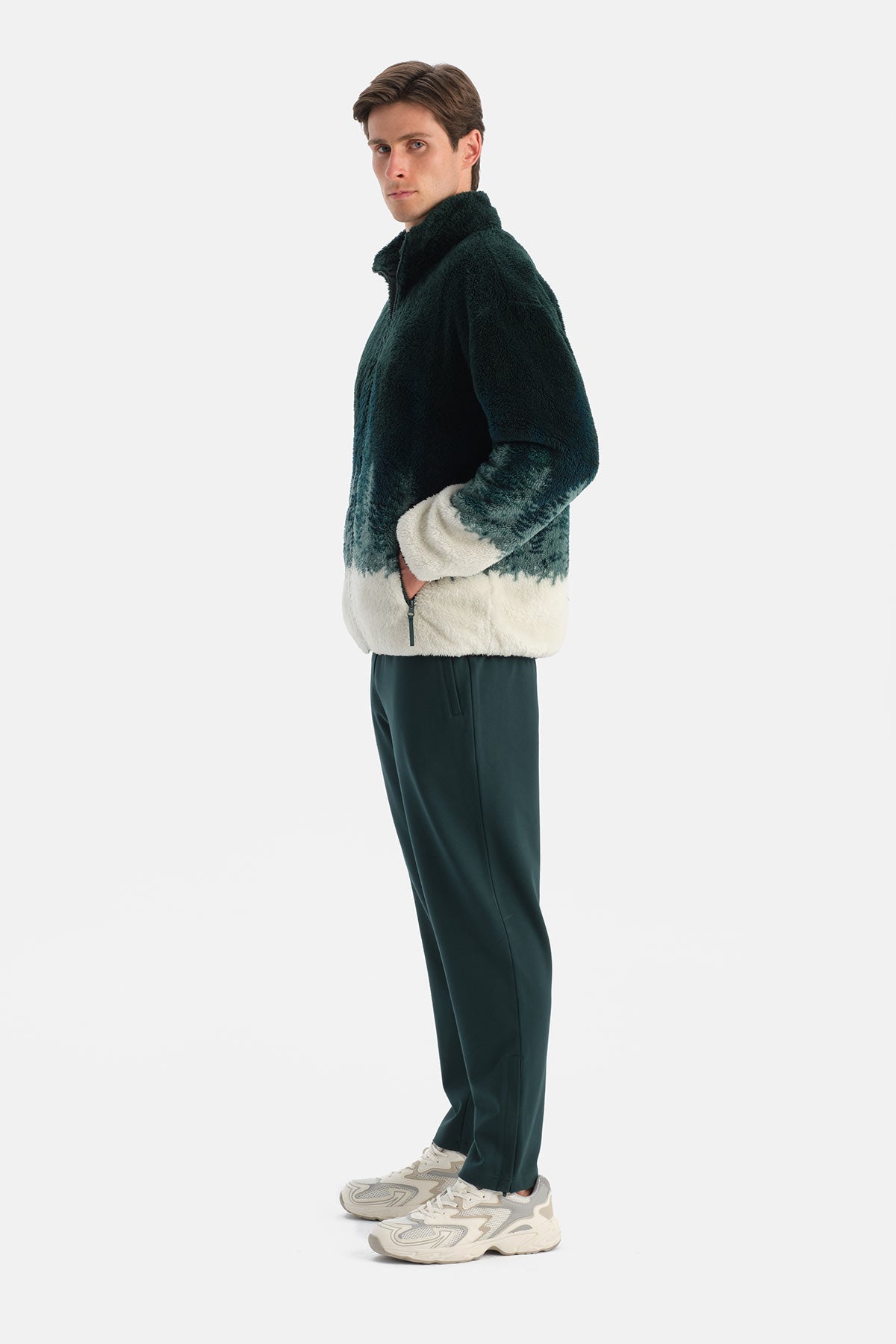 Erkek Orman Baskili Polar Sweatshirt