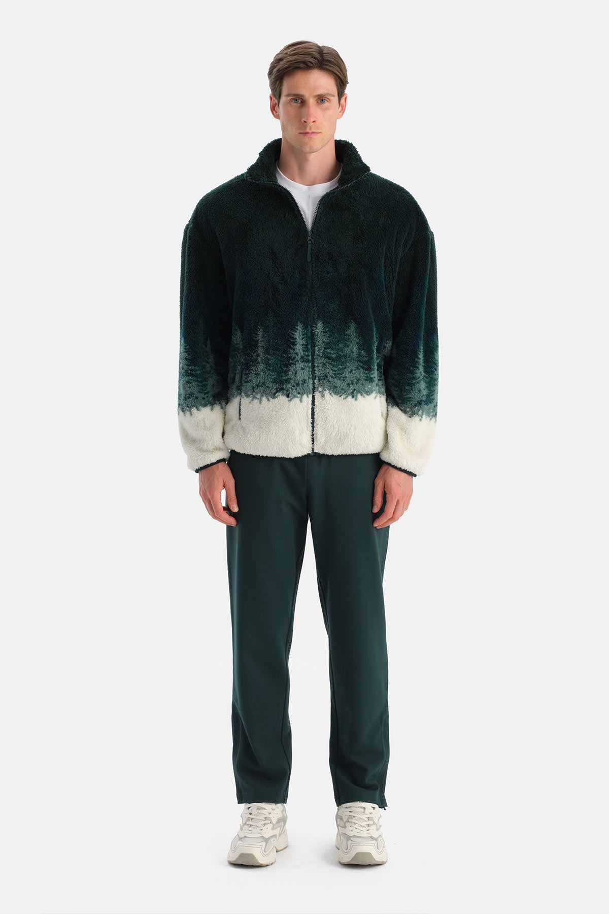 Erkek Orman Baskili Polar Sweatshirt