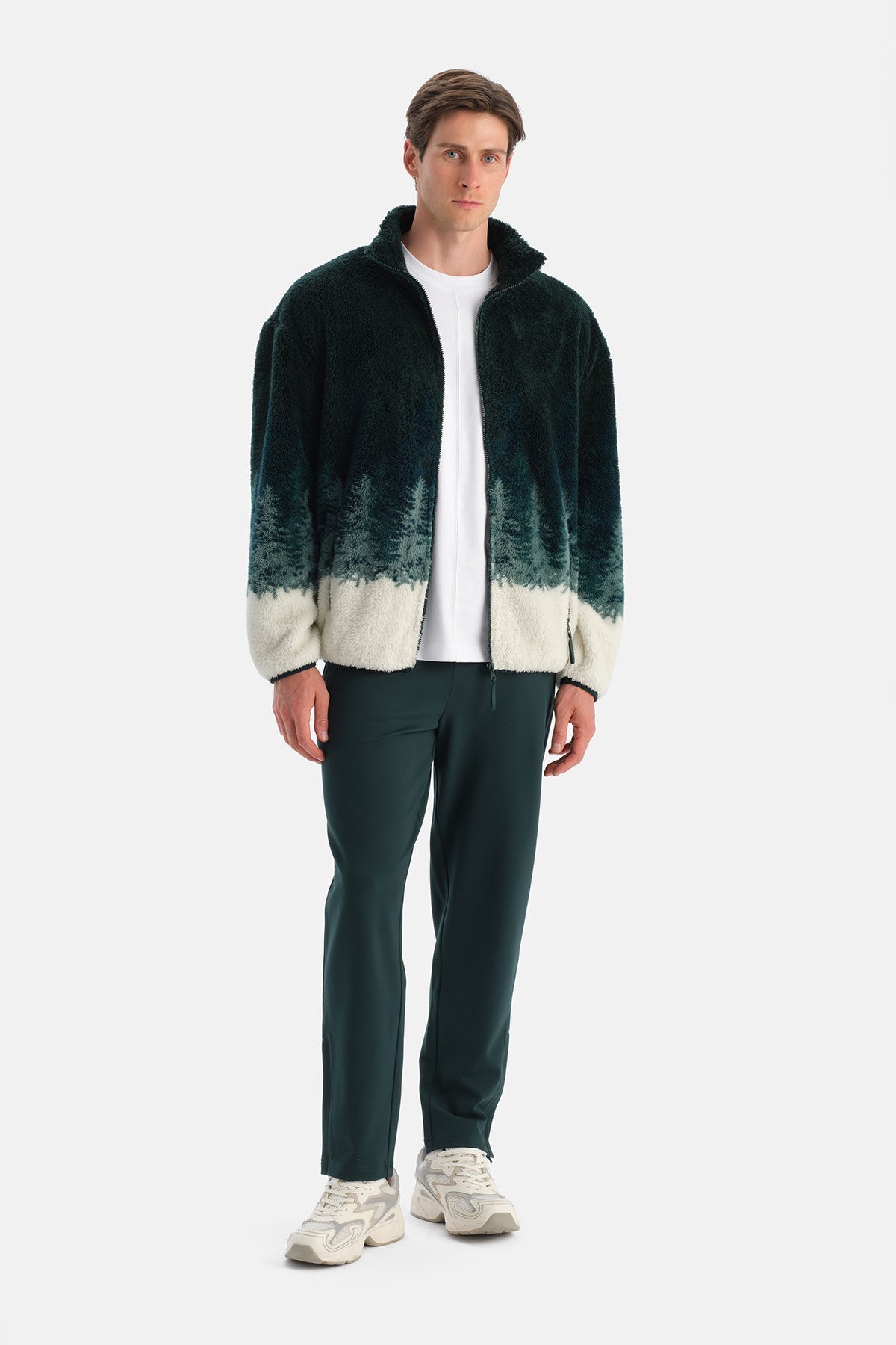 Erkek Orman Baskili Polar Sweatshirt