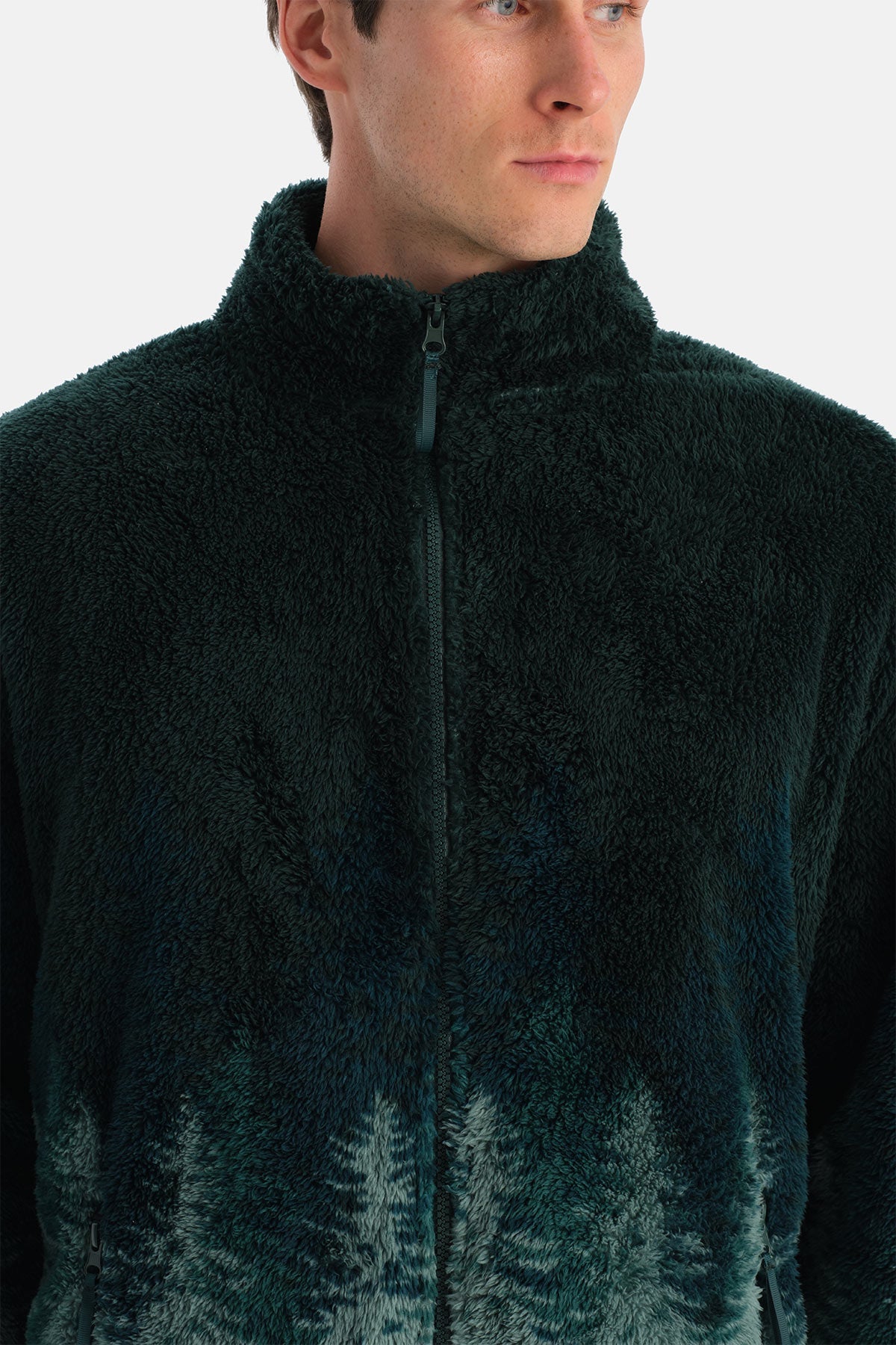 Erkek Orman Baskili Polar Sweatshirt