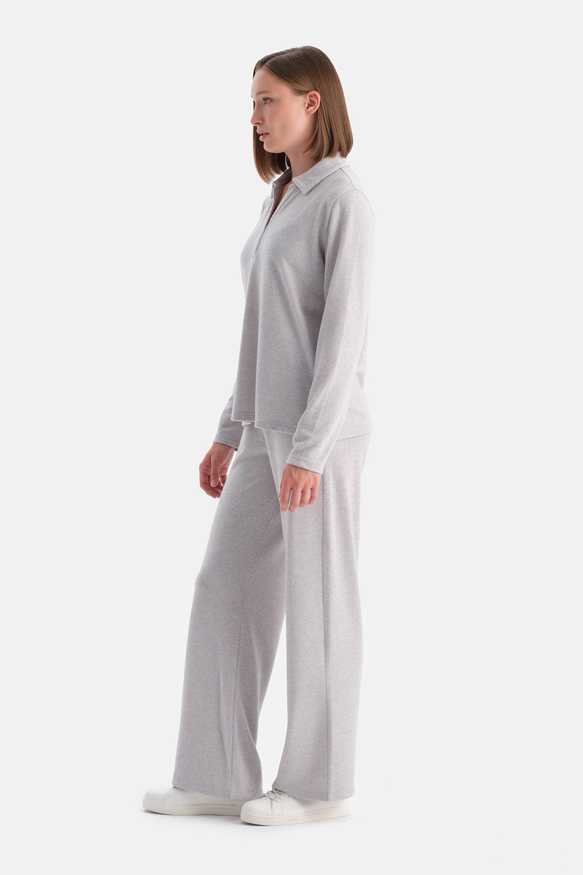 Yüksek Bel Bol Paça Basic Pantolon