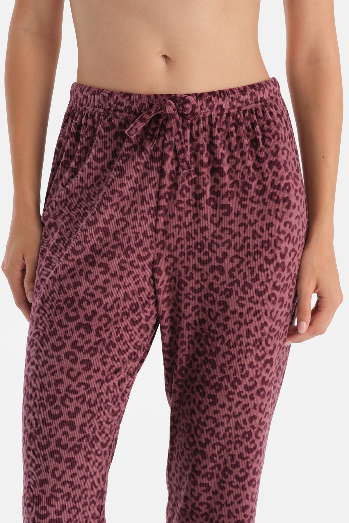 Leoparli Kadife Gömlek Pantolon Takim