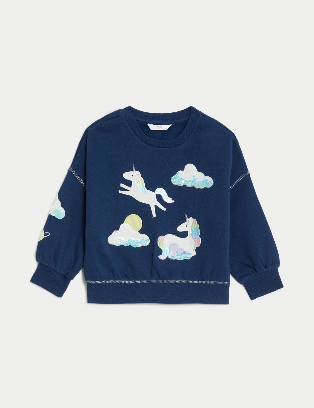 Unicorn Desenli Yuvarlak Yaka Sweatshirt (2-7 Yaş)