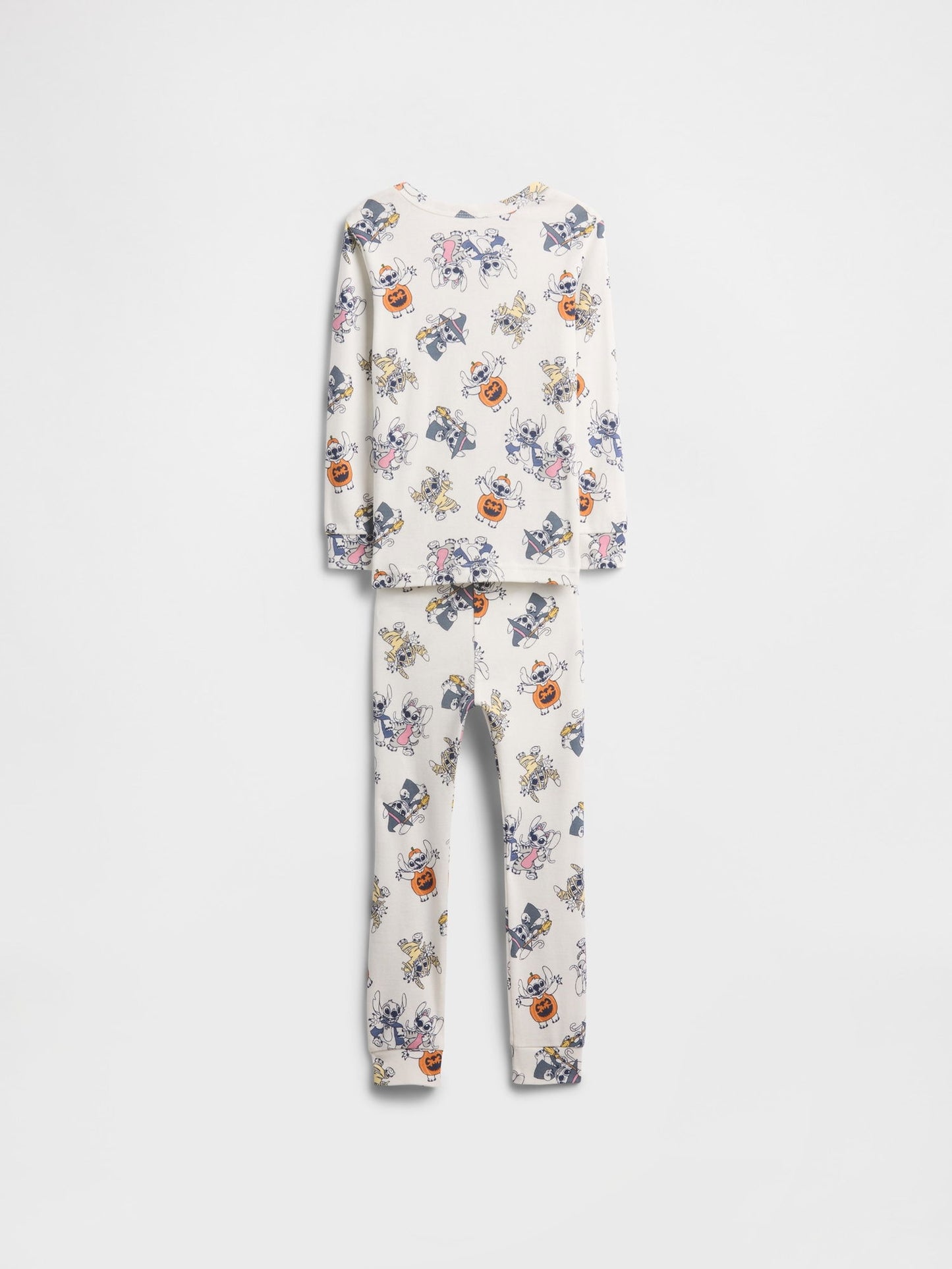 Beyaz %100 Organik Pamuk Stitch Grafik Baskılı Pijama Takımı