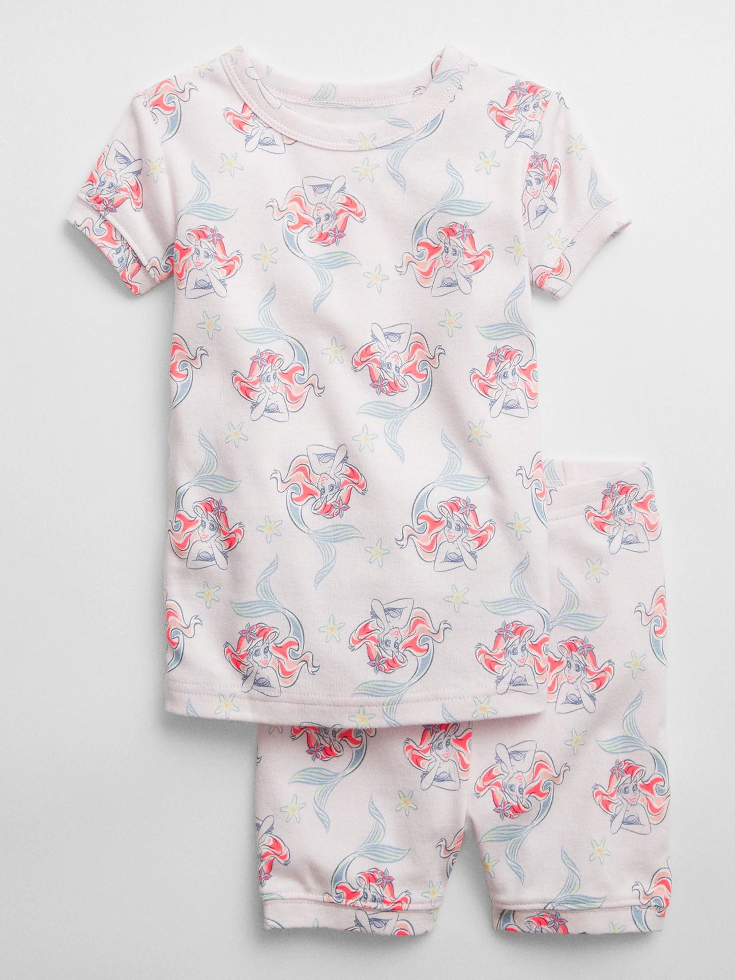 Beyaz %100 Organik Pamuk Disney The Little Mermaid Pijama Takım