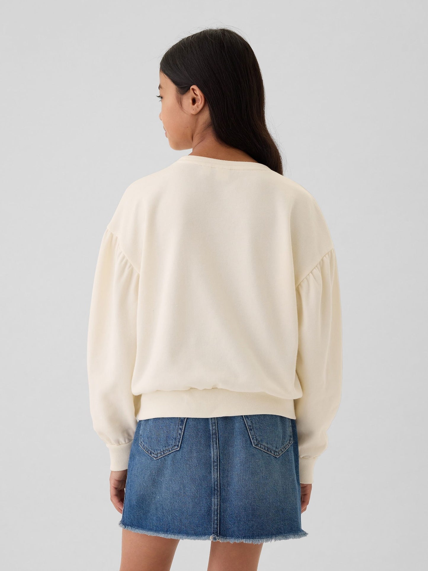 Kırık Beyaz Relaxed Flippy-sequin Grafikli Fransız Havlu Kumaş Sweatshirt