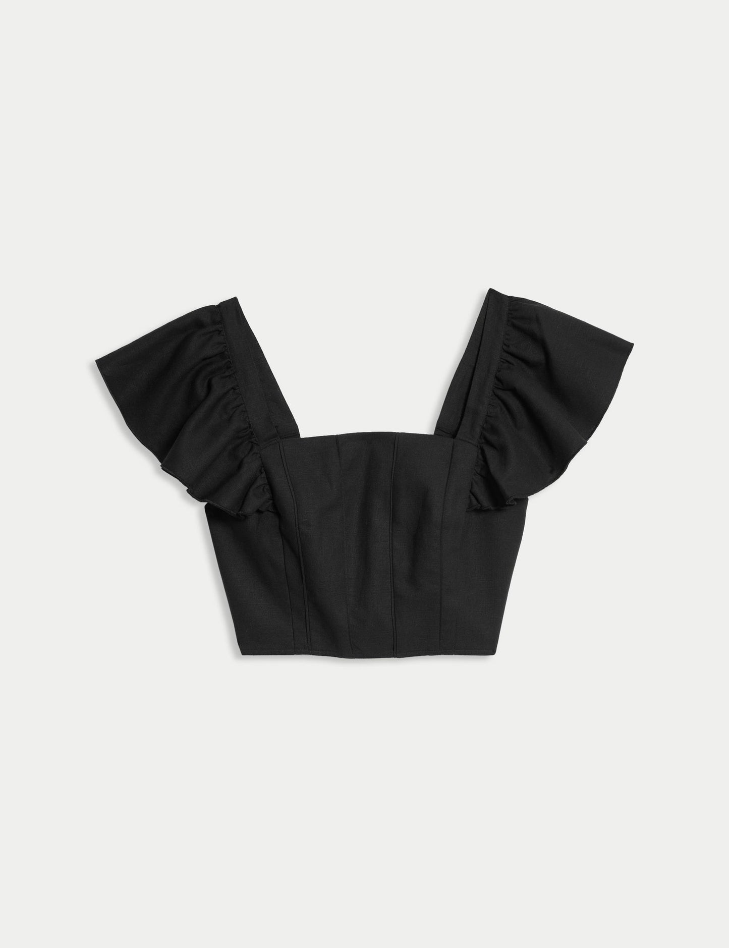 Keten Karışımlı Regular Fit Crop Top