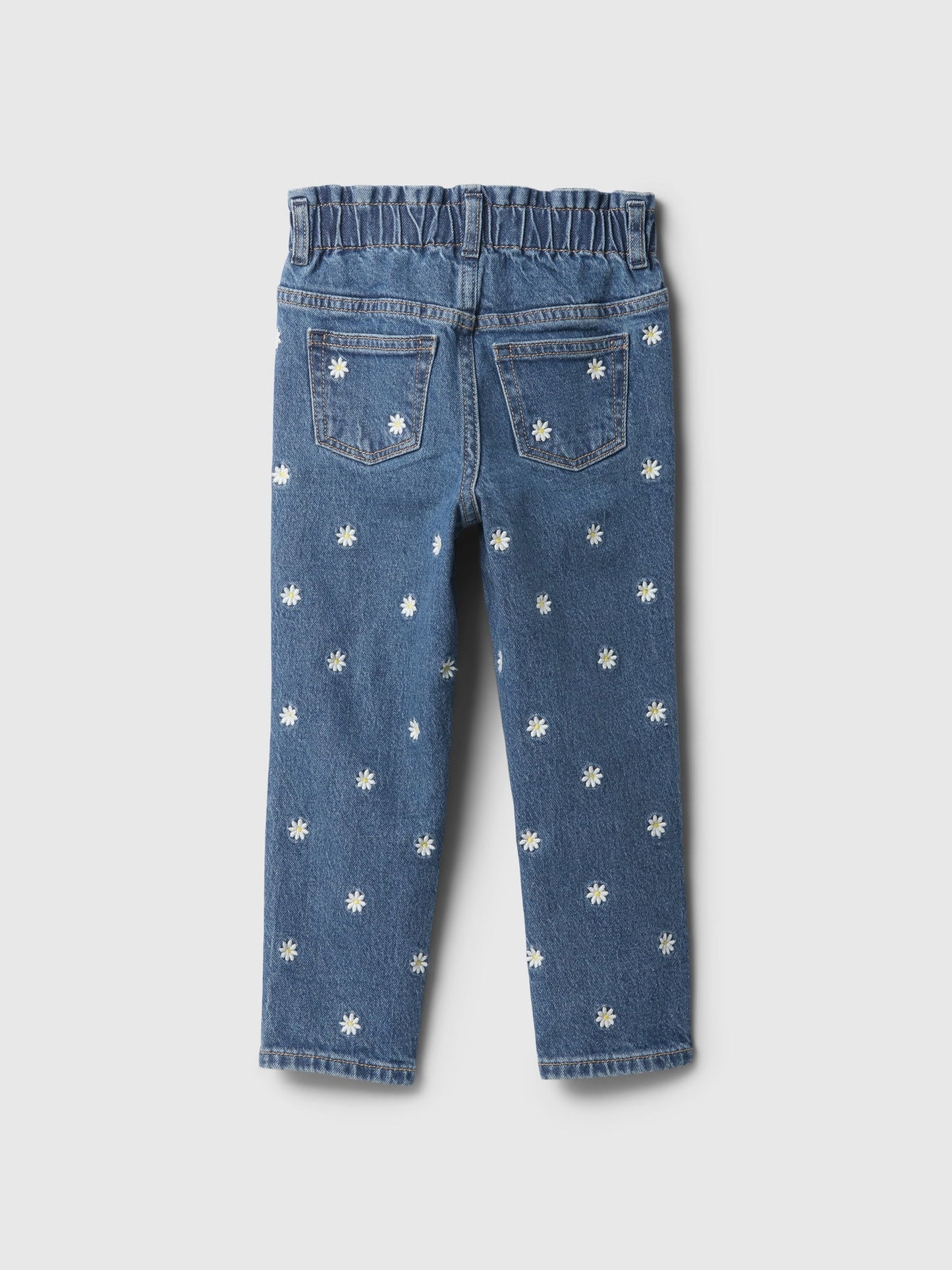 Mavi Işlemeli Paperbag Mom Jean Pantolon