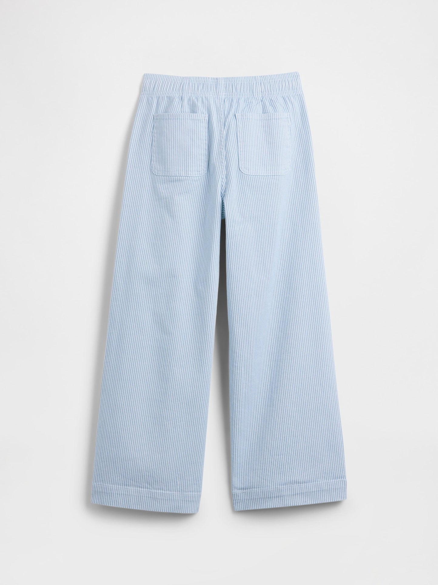 Açık Mavi Stripe Pull-on Wide-leg Pantolon
