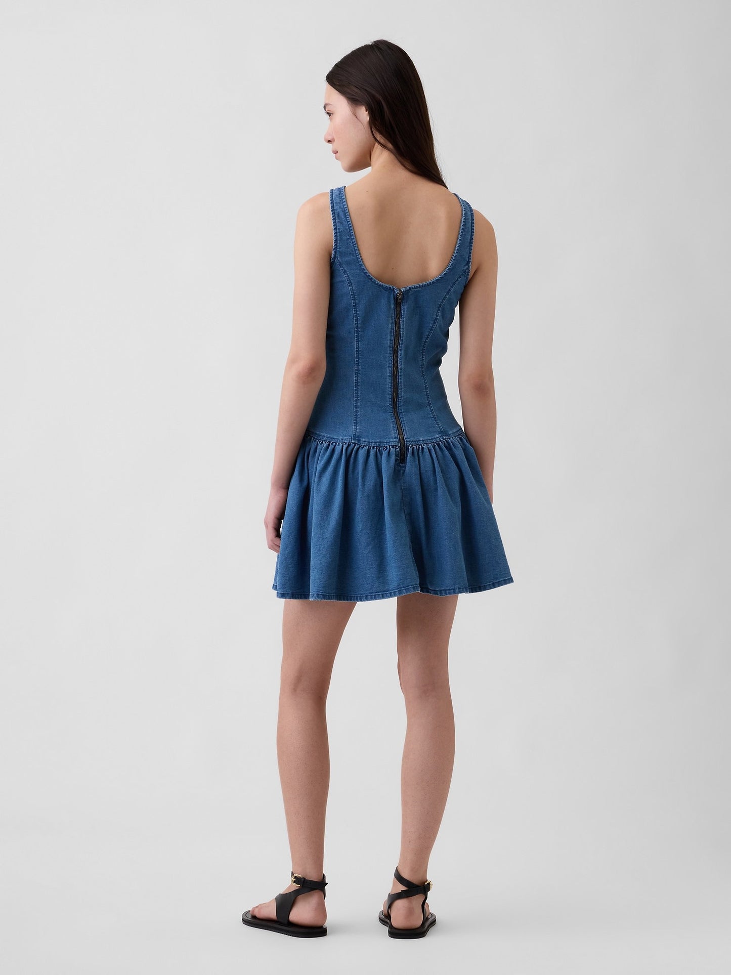 Mavi Denim Drop-waist Mini Elbise