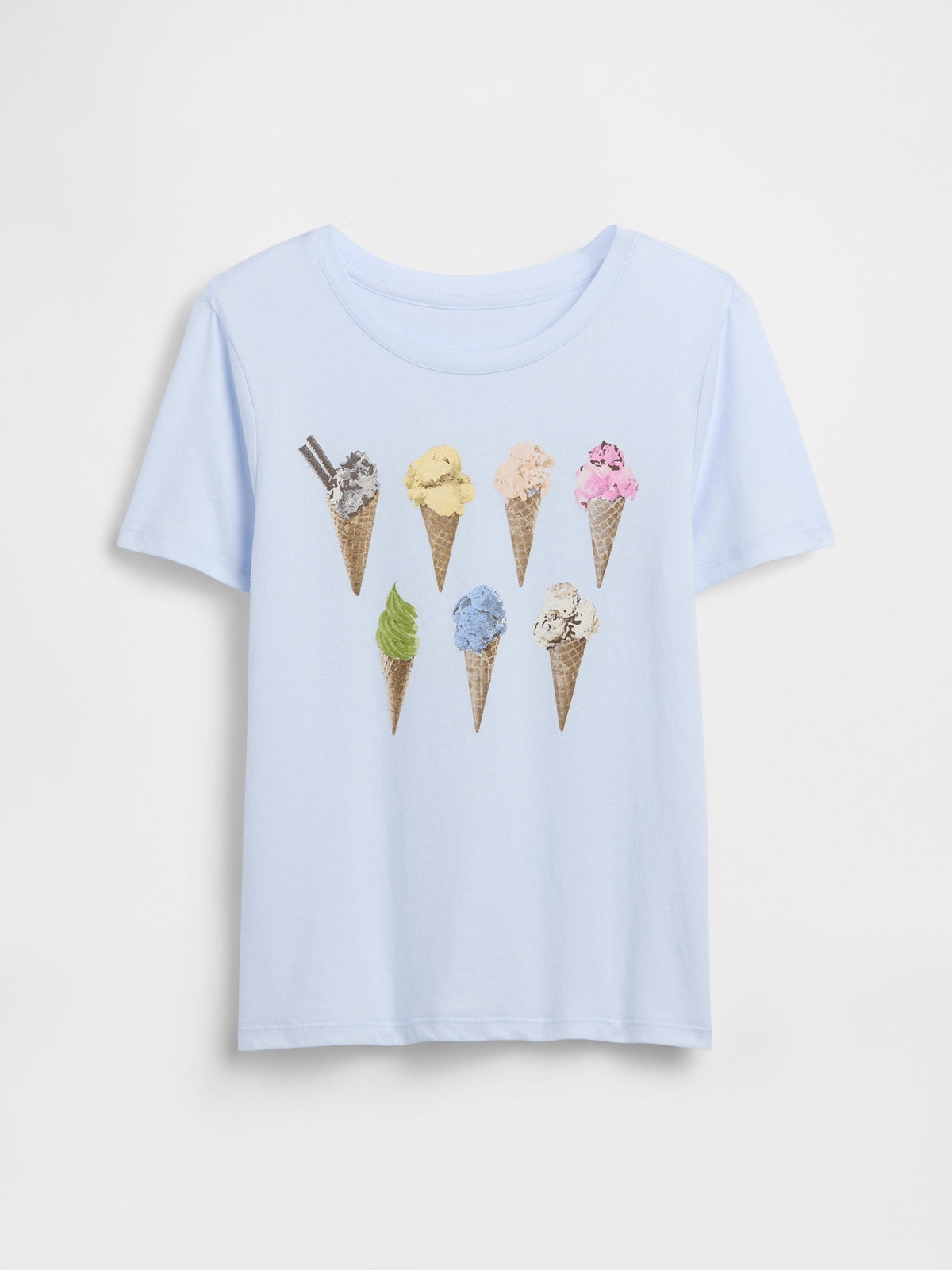 Açık Mavi Grafik Baskılı T-shirt