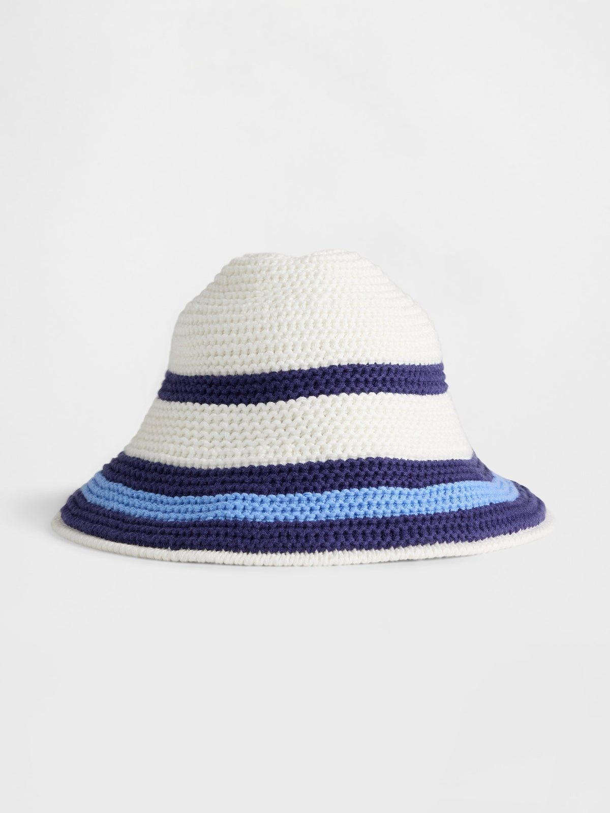 Beyaz Çizgili Örgü Bucket Şapka