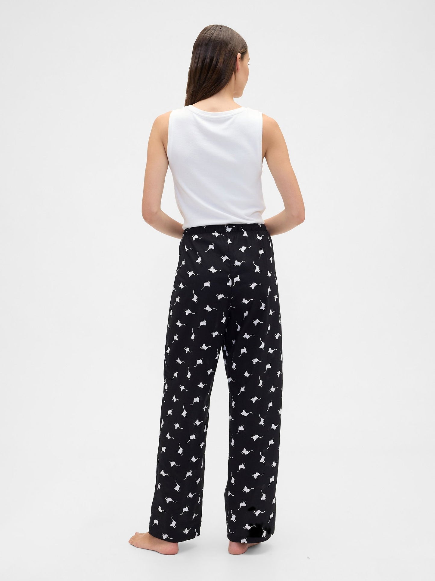Siyah Desenli Poplin Pijama Altı