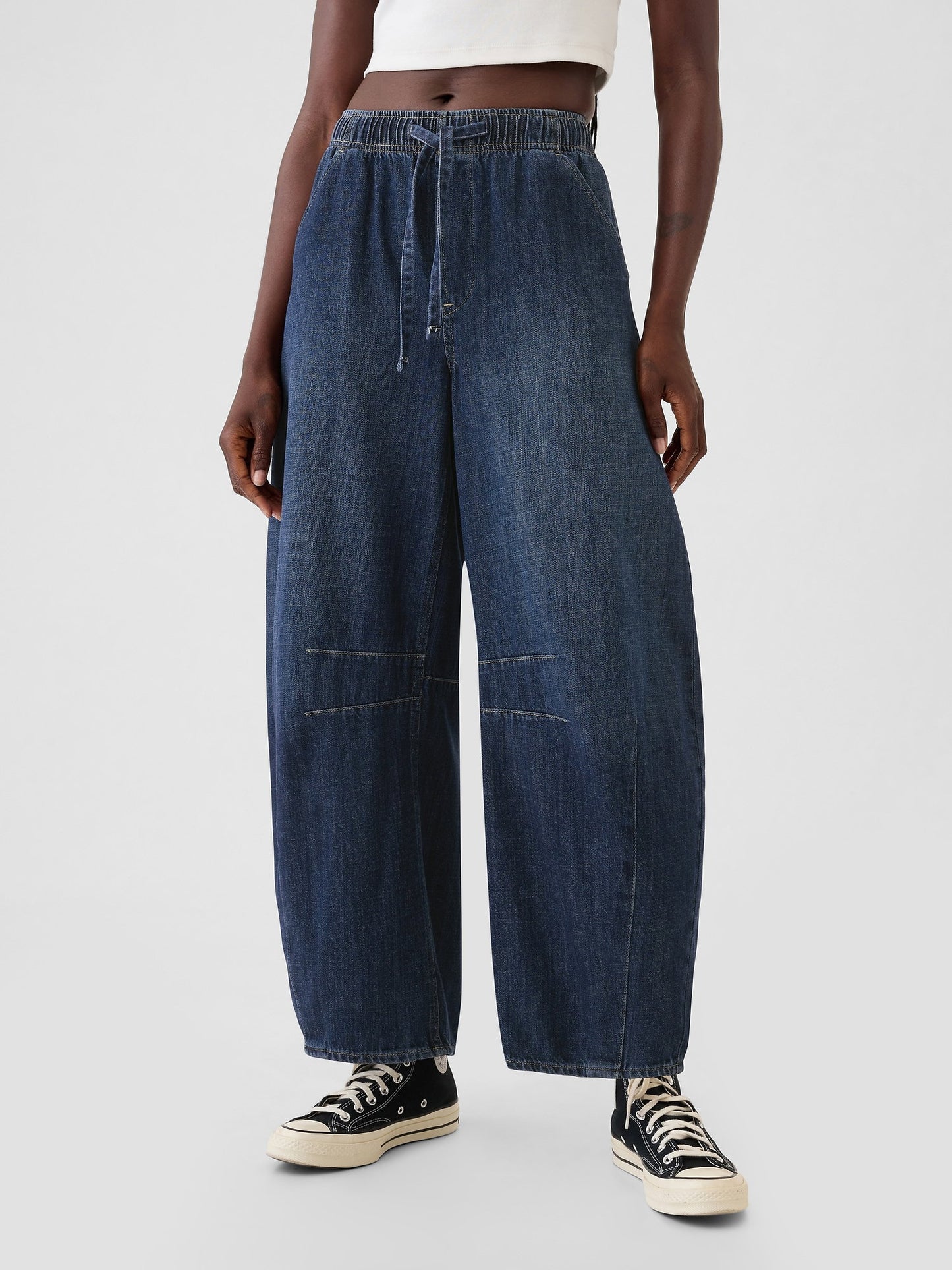 Lacivert Mid Rise Easy Horseshoe Jean Pantolon