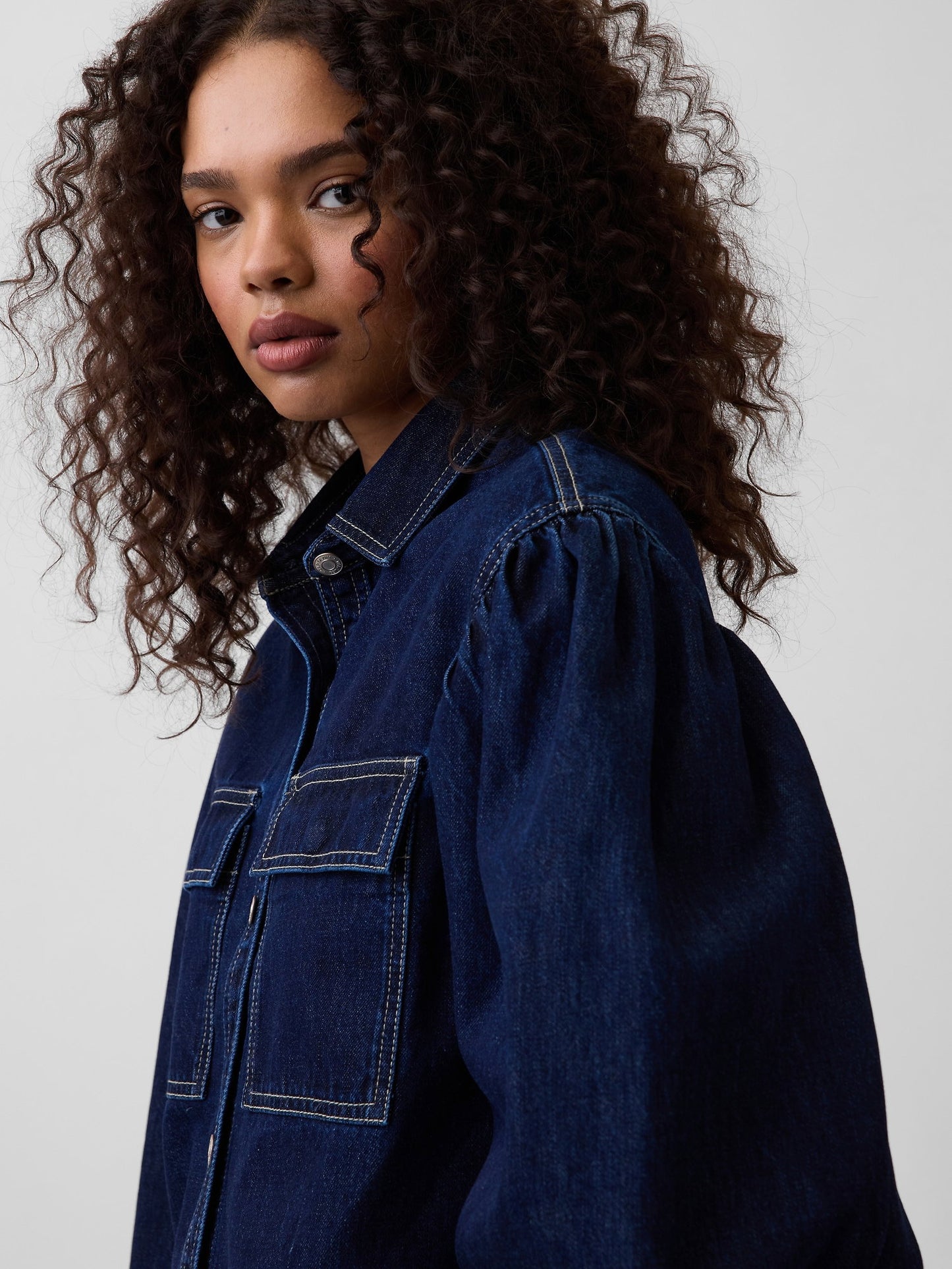 Koyu Mavi Gap × Hfr Balon Kol Denim Gömlek By Latouché