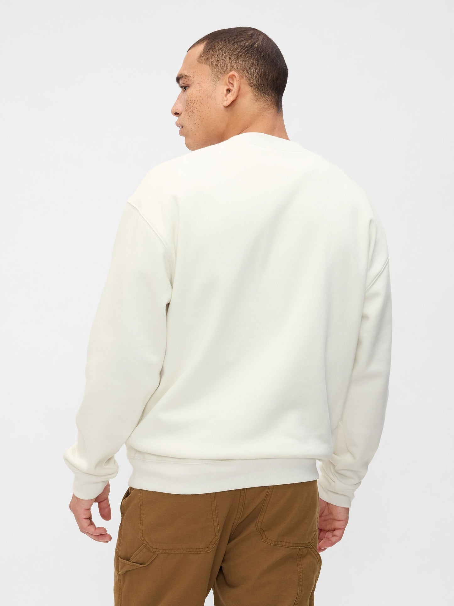 Beyaz Gap Logo Grafikli Relaxed Fleece Sweatshirt