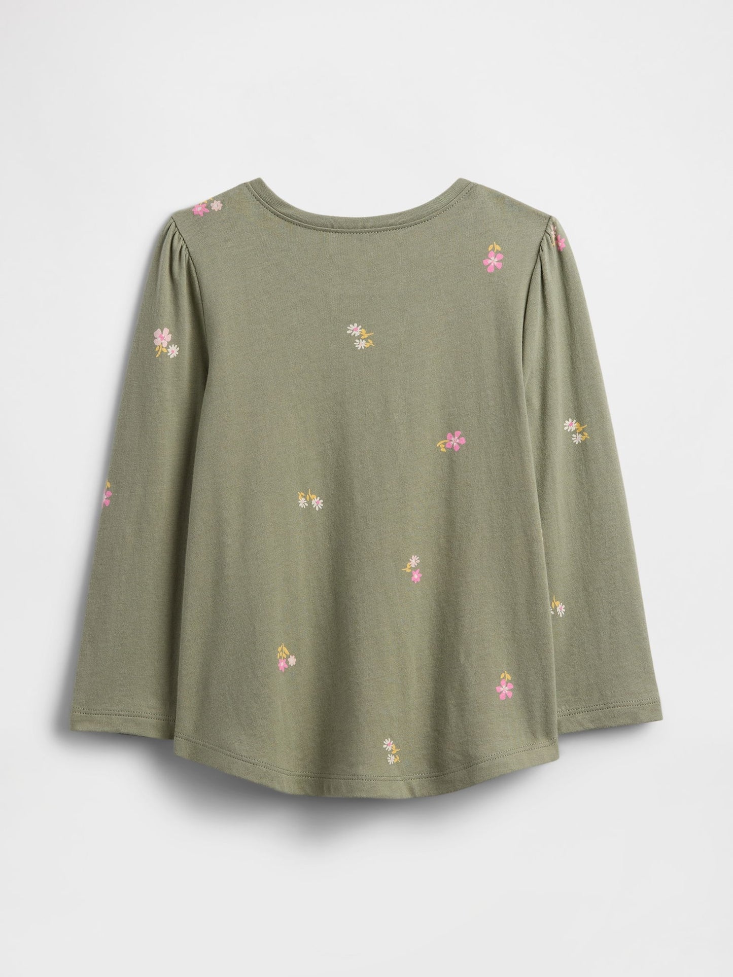 Haki Puff Sleeve Bisiklet Yaka T-shirt