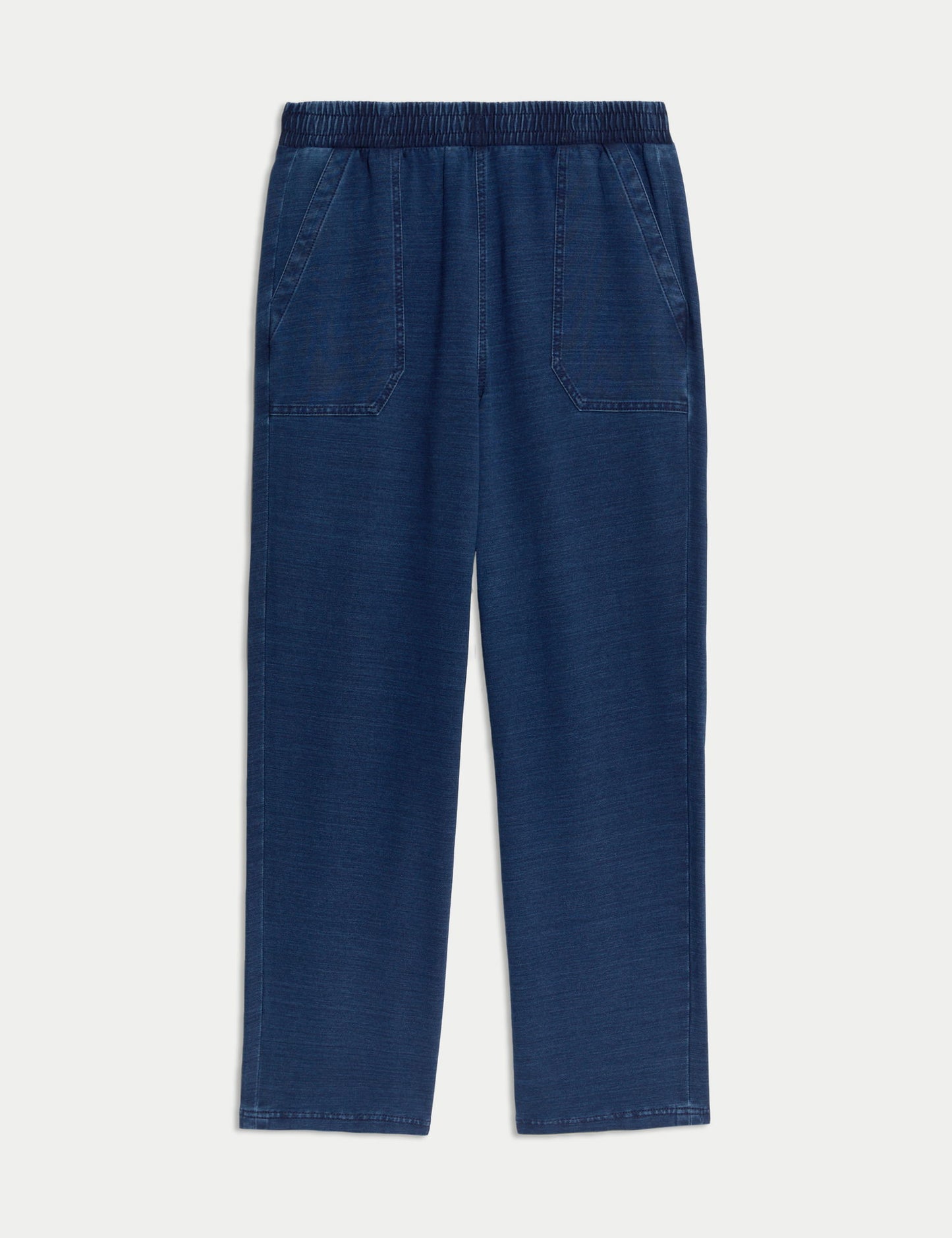 Denim Görünümlü Jarse Düz Paça Pantolon