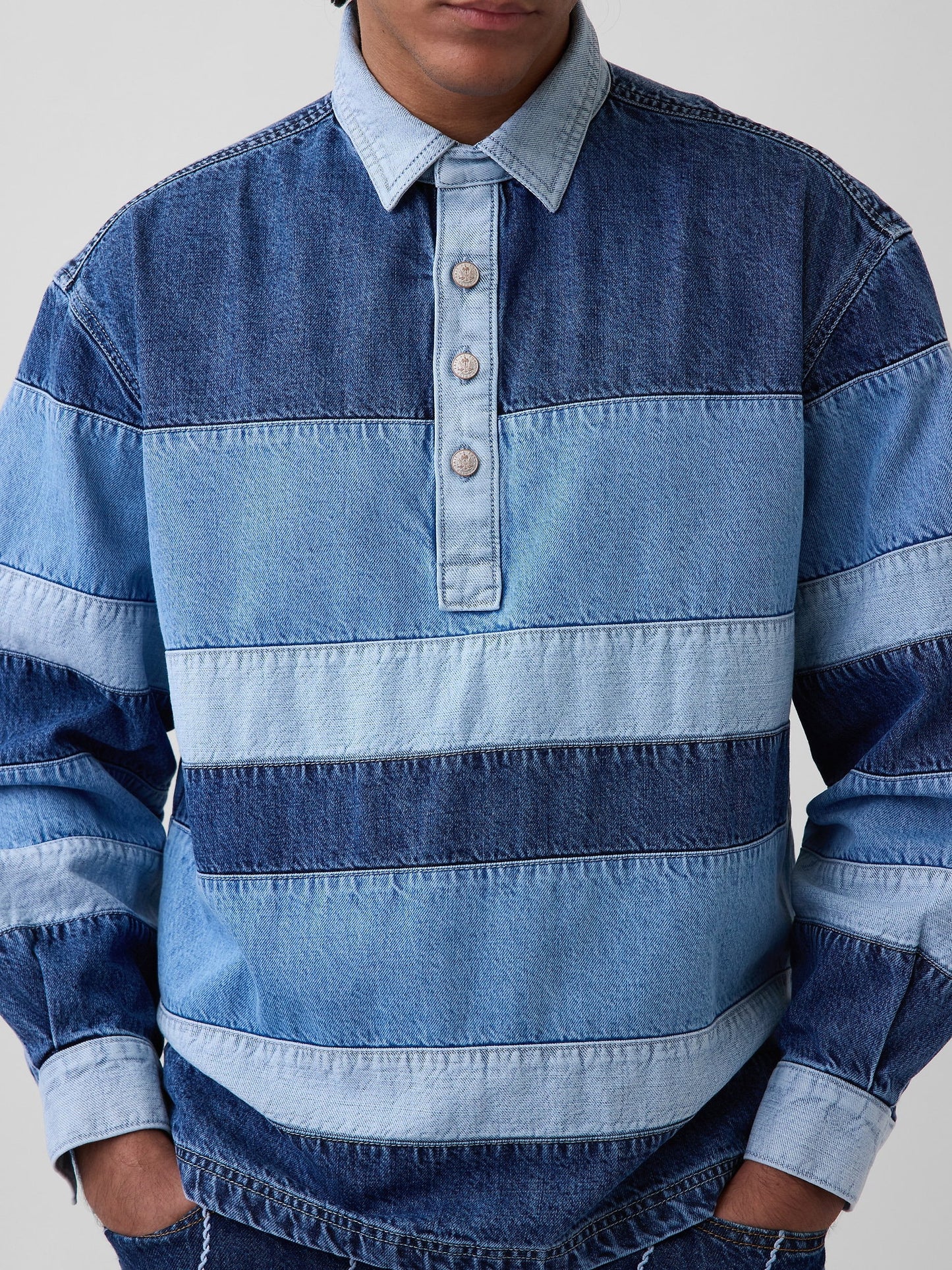 Mavi Gap × Hfr Çizgili Denim Polo T-shirt By Daveed Baptiste