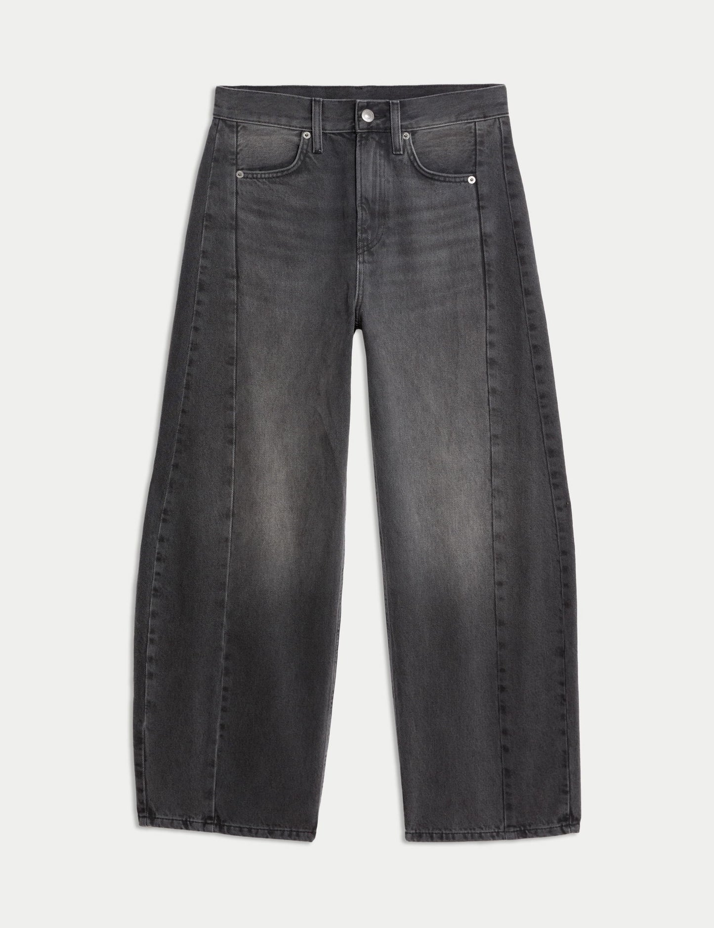 Saf Pamuklu Barrel Leg Jean Pantolon