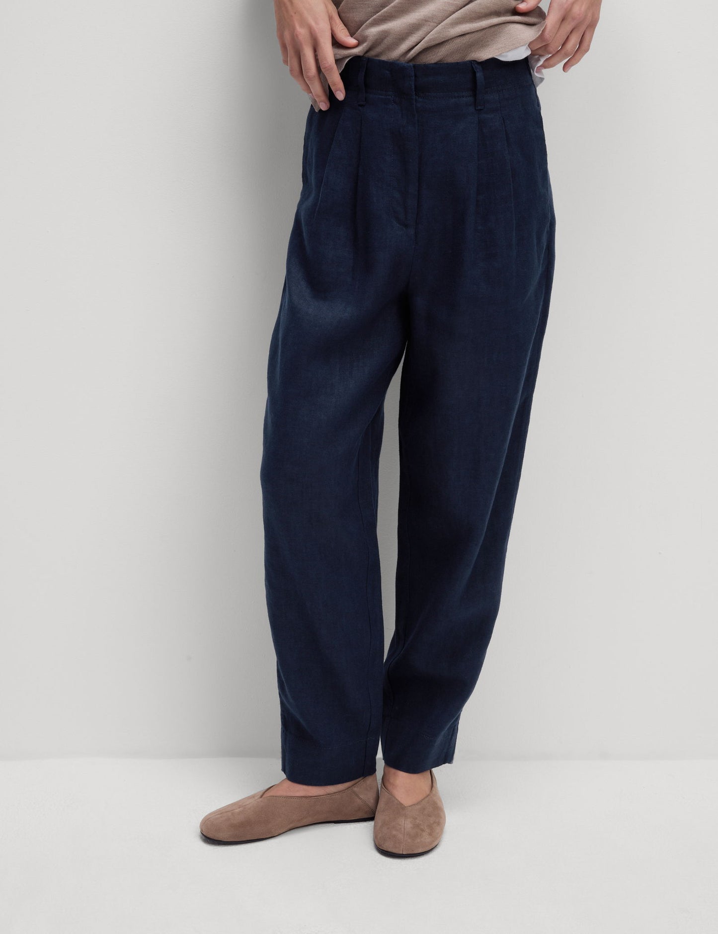Saf Keten Tapered Pantolon