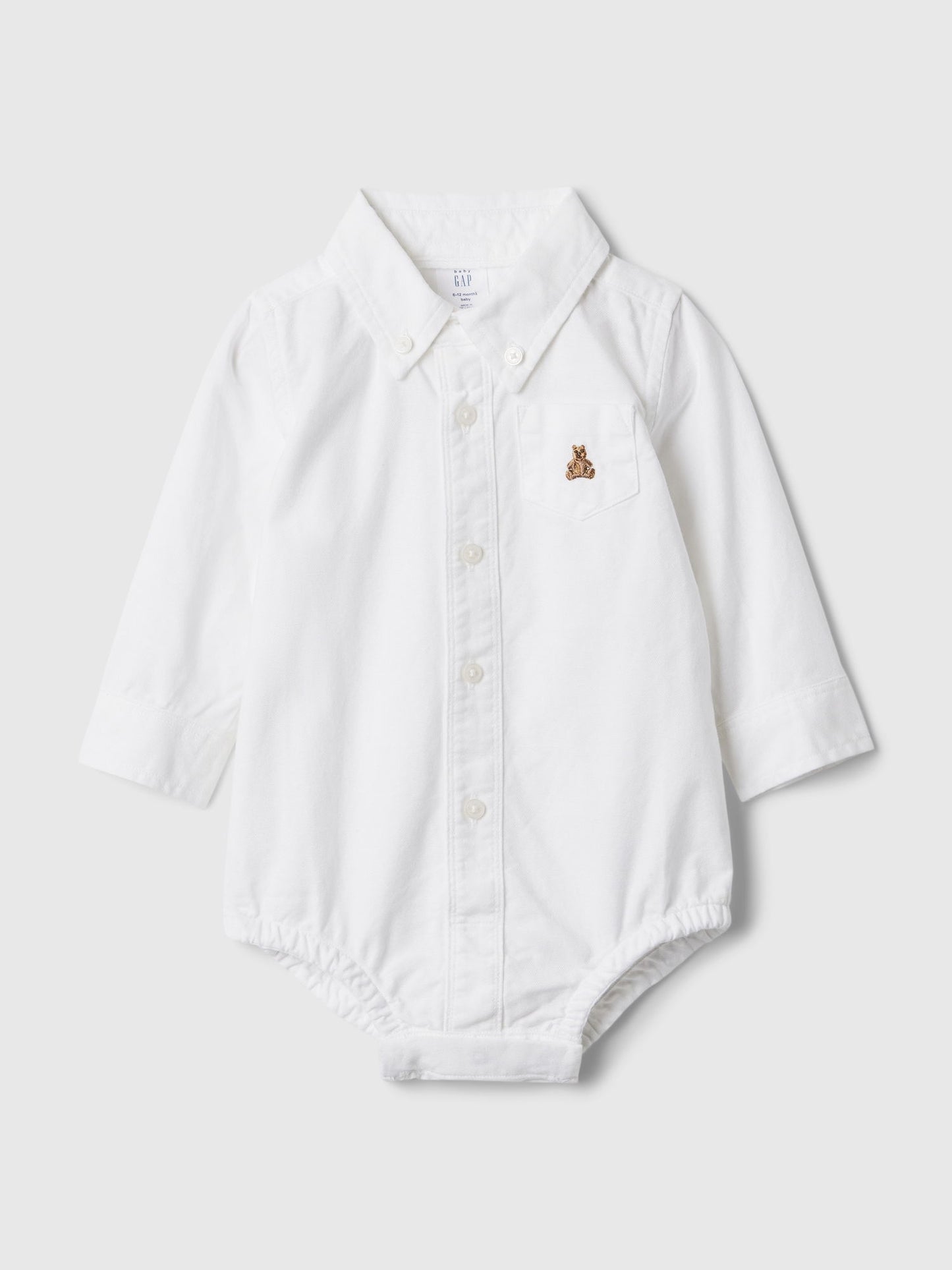 Beyaz Brannan Bear İşlemeli Oxford Bodysuit