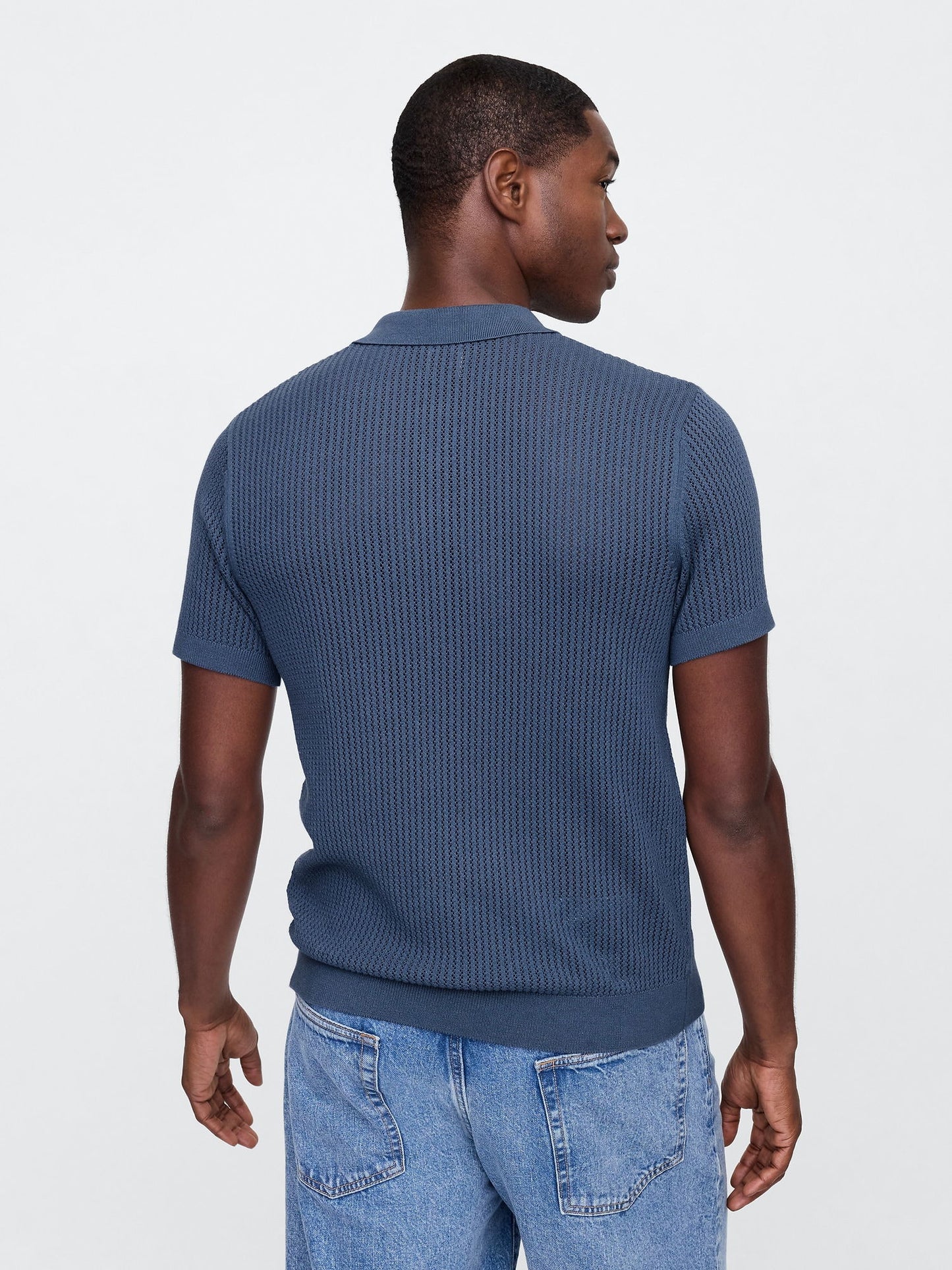 Mavi Polo Yaka Ribana T-shirt