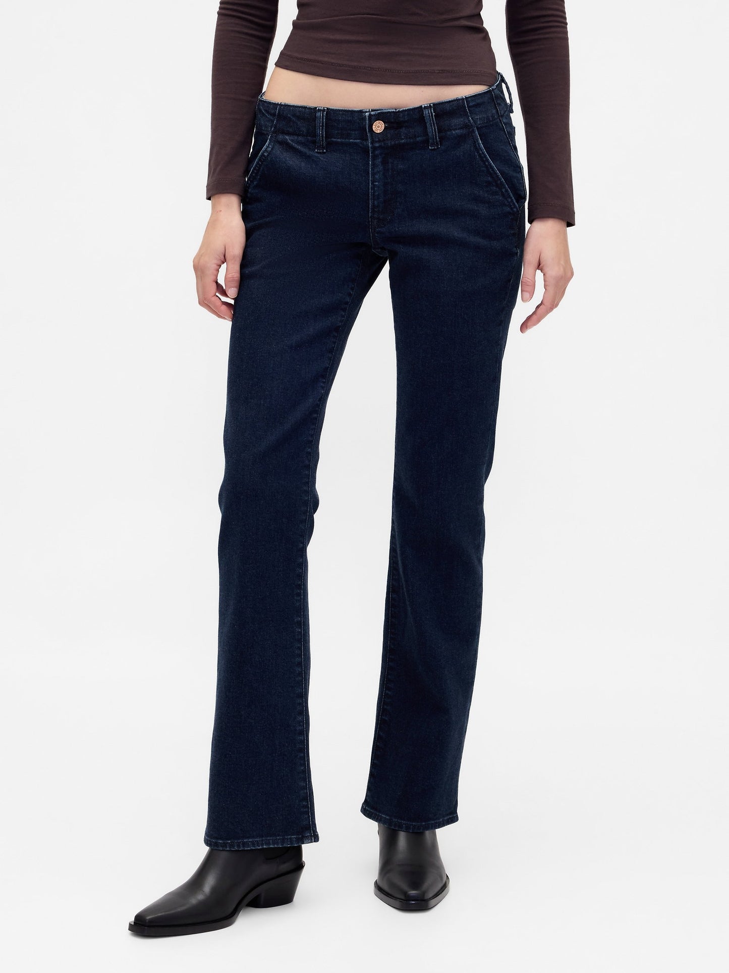 Koyu Mavi Low Rise Long & Lean Jean Pantolon
